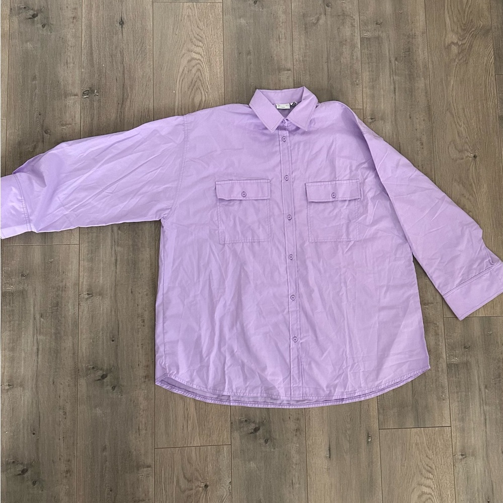 New Asos oversized purple button up shirt - Picture 4 of 6
